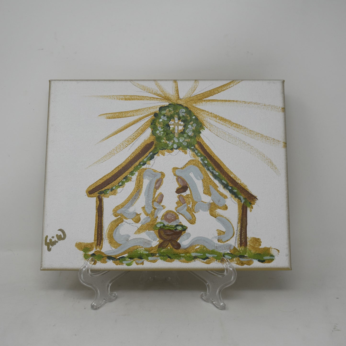 Nativity Canvas w/ wreath