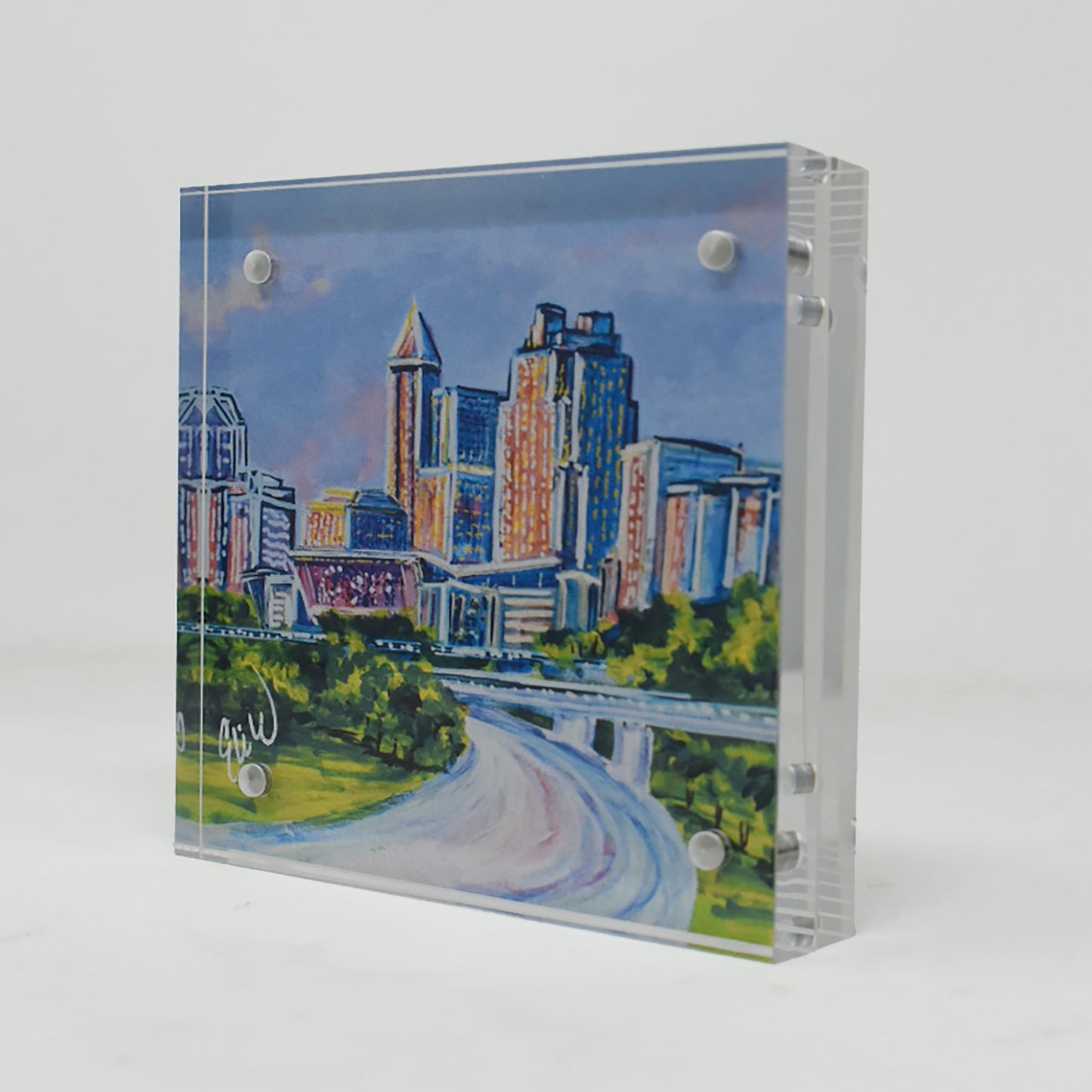 Raleigh Skyline Landmark Acrylic Block - 4x4