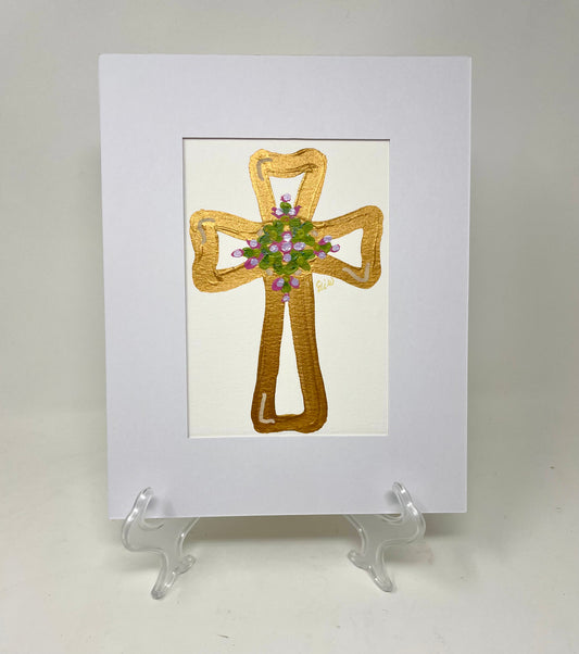 Painted Cross with Mat/Sleeve