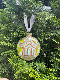 Church Ornament Glass Disc Ornament