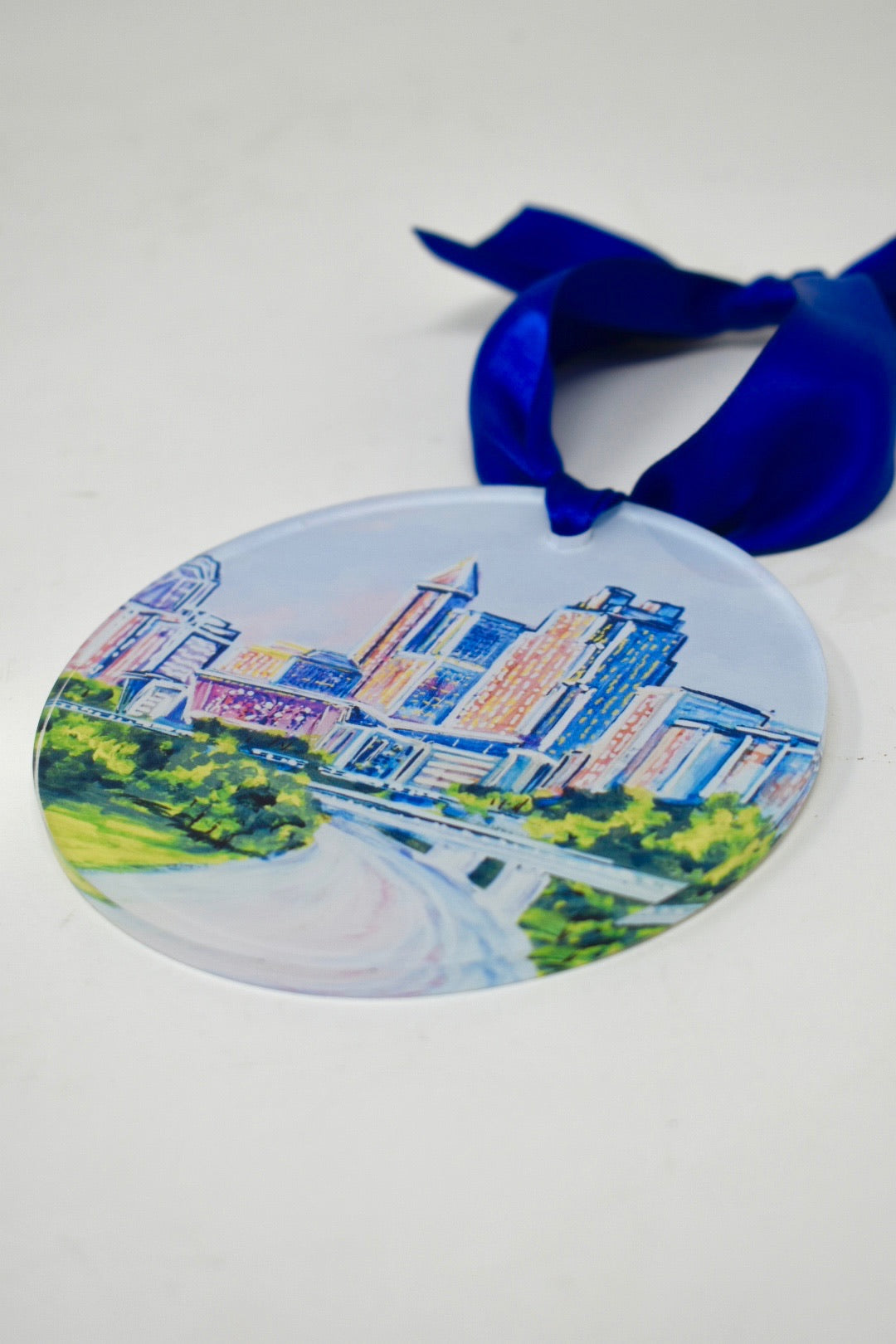 Raleigh Skyline Landmark Acrylic Disc Ornament