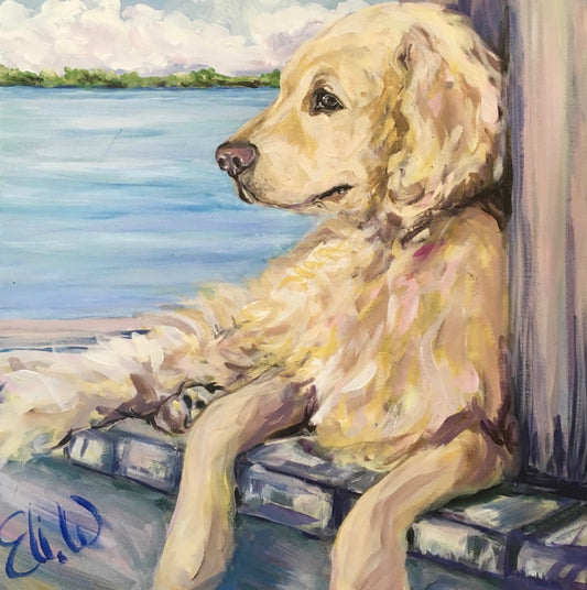 Pet Portrait - Golden on the Dock