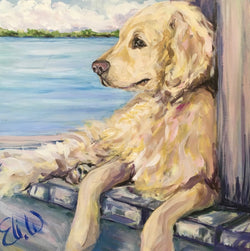 Pet Portrait - Golden on the Dock