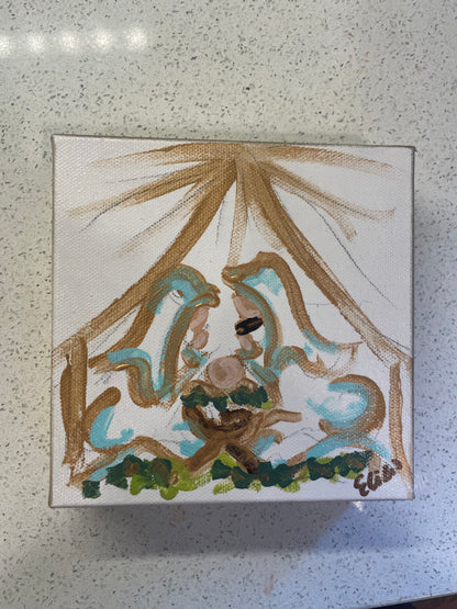 Nativity Canvas w/ wreath